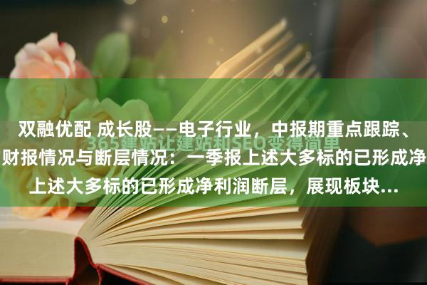 双融优配 成长股——电子行业，中报期重点跟踪、记录、汇总以下公司的财报情况与断层情况：一季报上述大多标的已形成净利润断层，展现板块...
