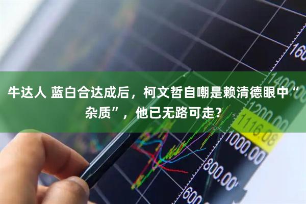 牛达人 蓝白合达成后，柯文哲自嘲是赖清德眼中“杂质”，他已无路可走？